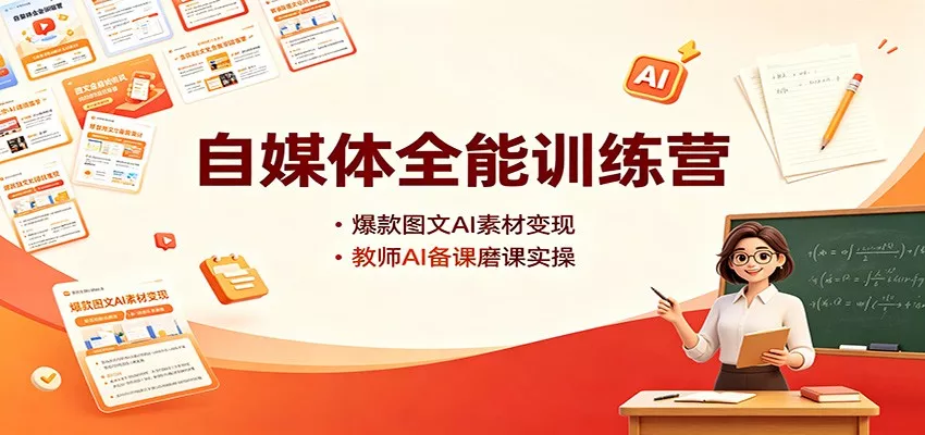 自媒体全能训练营：爆款图文AI素材变现，教师AI备课磨课实操-33资源网