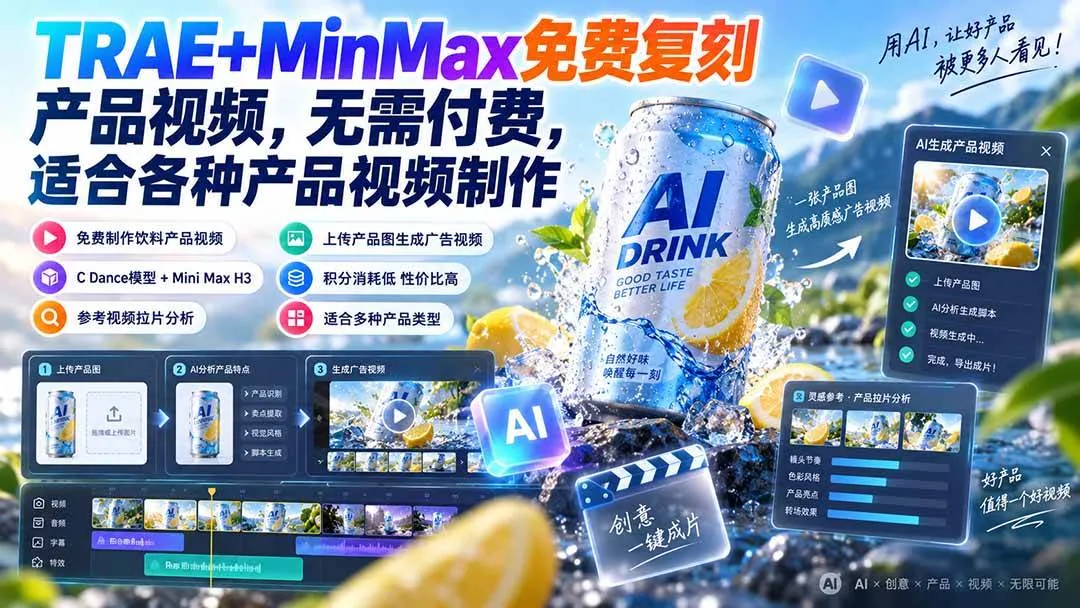 (20362期)TRAE+MinMax免费复刻产品视频,无需付费,适合各种产品视频制作-33资源网