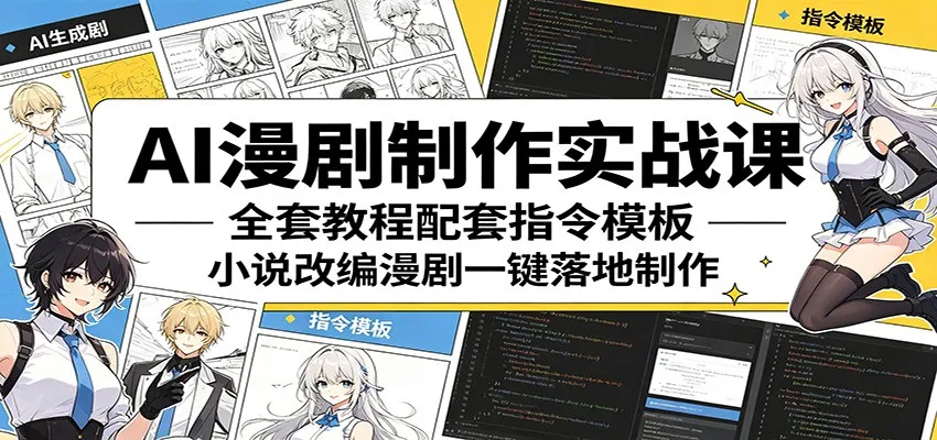AI漫剧制作实战课：全套教程配套指令模板，小说改编漫剧一键落地制作-33资源网
