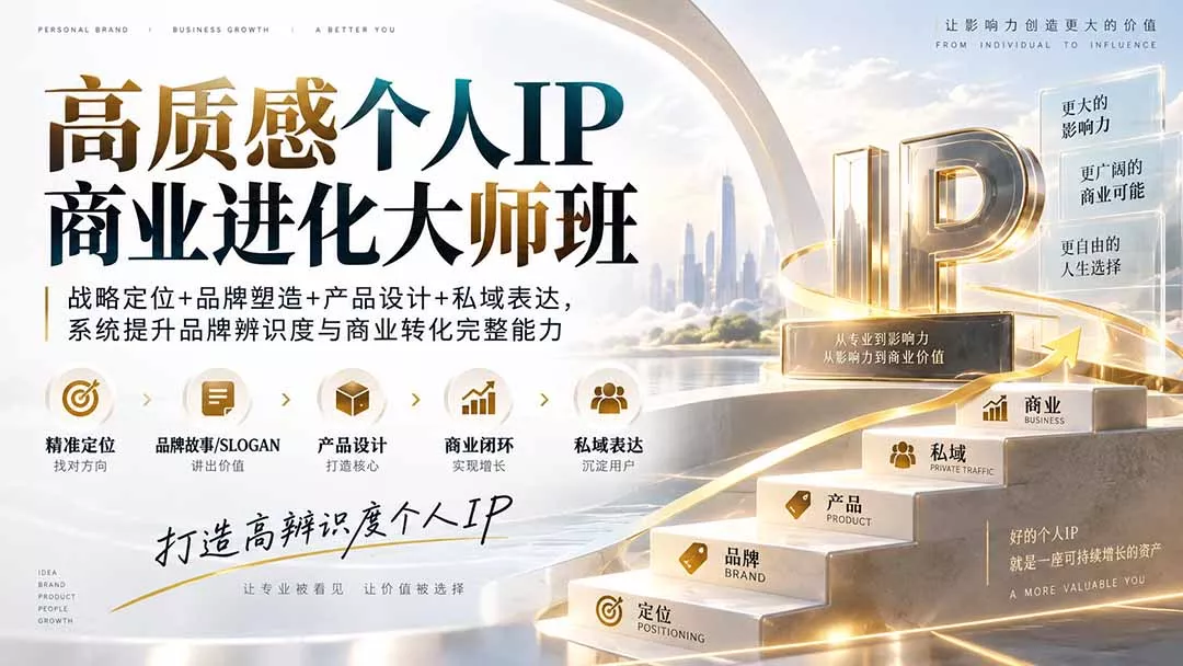 高质感个人IP商业进化大师班：战略定位+品牌塑造+产品设计+私域表达，系统提升品牌辨识度与商业转化完整能力-33资源网