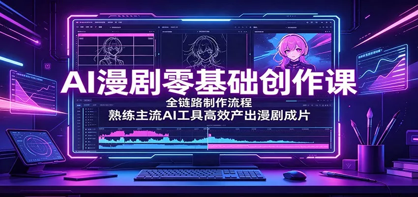 AI漫剧零基础创作课:全链路制作流程,熟练主流AI工具高效产出漫剧成片-33资源网