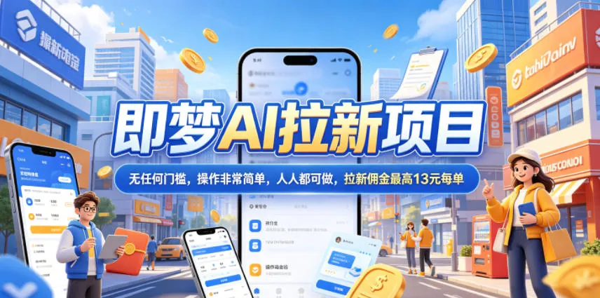 2026年即梦AI拉新项目最新玩法，无任何门槛，操作非常简单，人人都可做，拉新佣金最高13米每单（更新6月）-33资源网