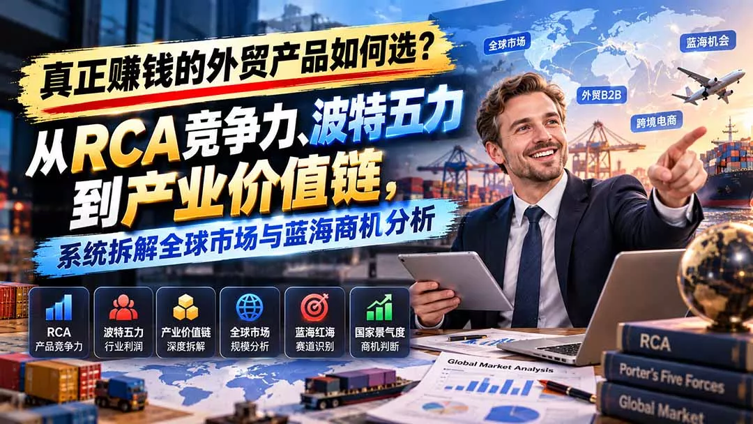 真正赚钱的外贸B2B产品如何选?从RCA竞争力、波特五力到产业价值链,系统拆解全球市场与蓝海商机分析-33资源网