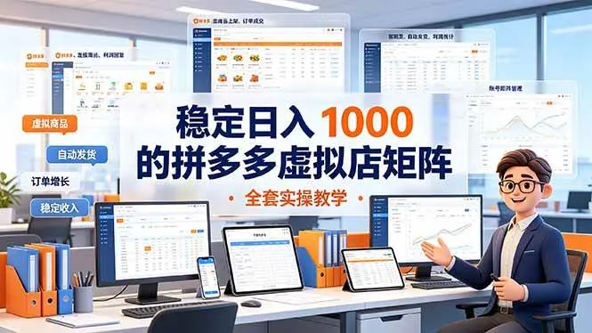 （19253期）稳定日入 1000 的拼多多虚拟店矩阵，全套实操教学-33资源网