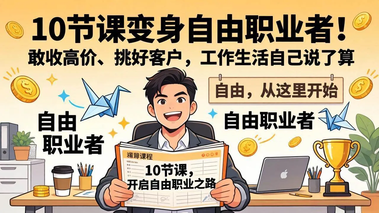 （17663期）10 节课变身自由职业者！敢收高价、挑好客户，工作生活自己说了算-33资源网