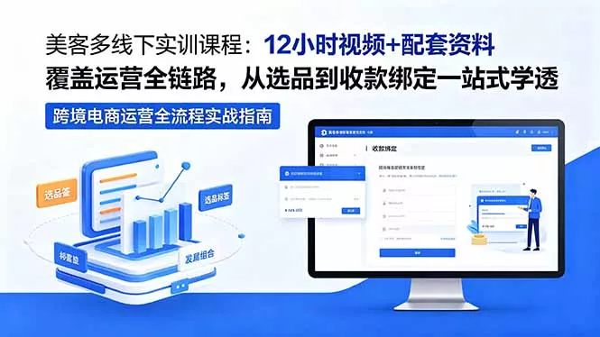 美客多线下实训课程：12小时视频+配套资料覆盖运营全链路，从选品到收款绑定一站式学透-33资源网