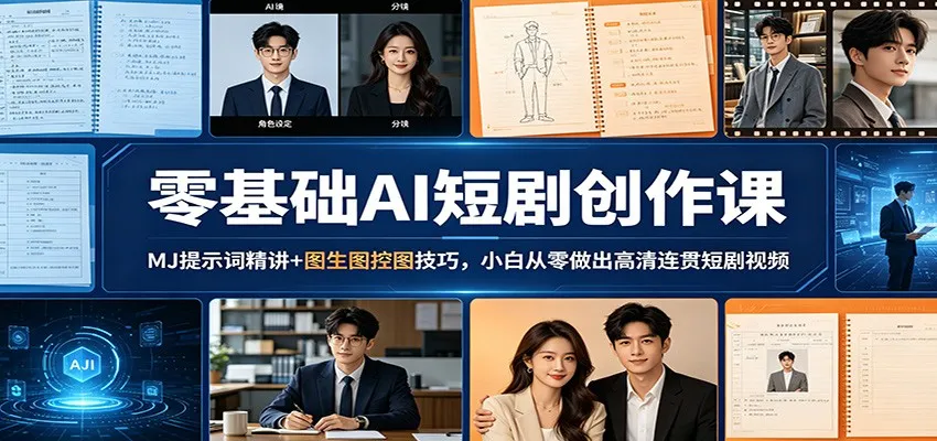 零基础AI短剧创作课：MJ提示词精讲+图生图控图技巧，小白从零做出高清连贯短剧视频-33资源网