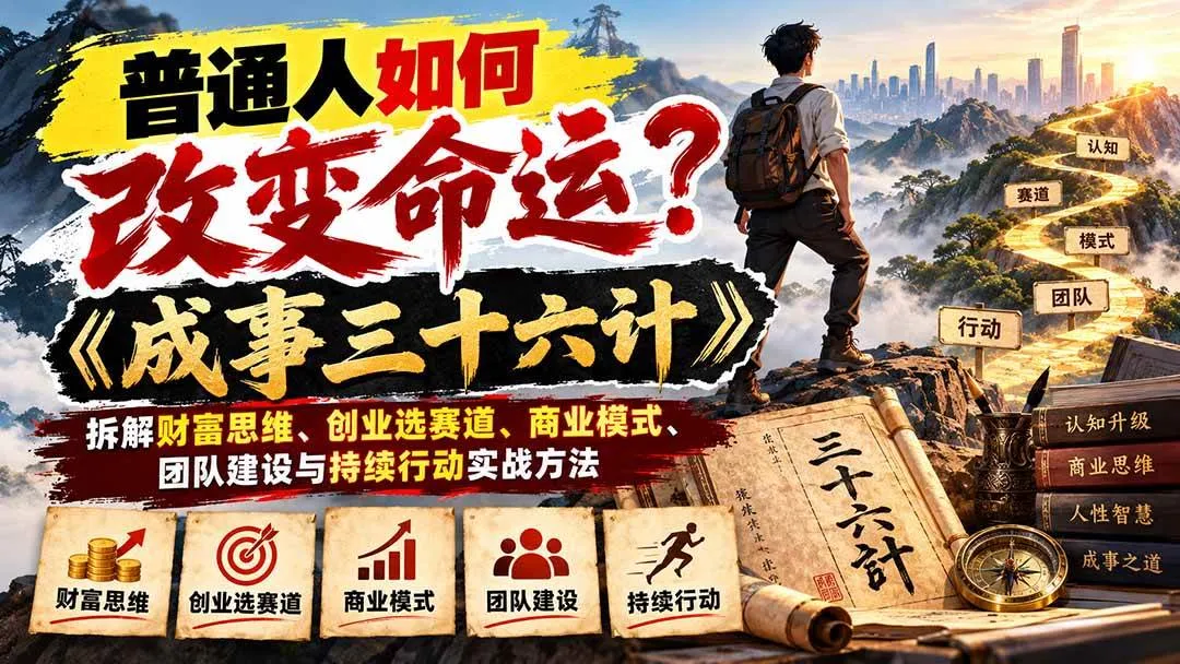 (21130期)普通人如何改变命运?《成事三十六计》拆解财富思维、创业选赛道、商业模式、团队建设与持续行动实战方法-33资源网