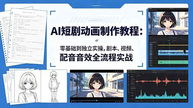 （18351期）AI短剧动画制作教程：零基础到独立实操，剧本、视频、配音音效全流程实战-33资源网