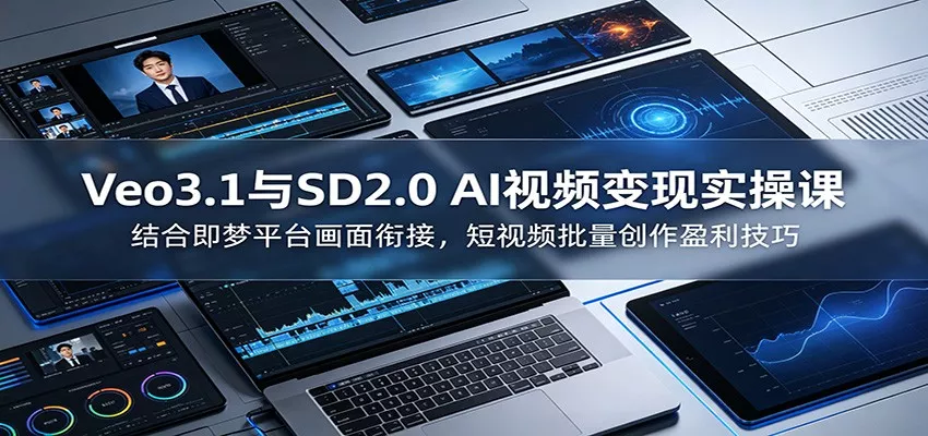 Veo3.1与SD2.0 AI视频变现实操课课:结合即梦平台画面衔接,短视频批量创作盈利技巧-33资源网