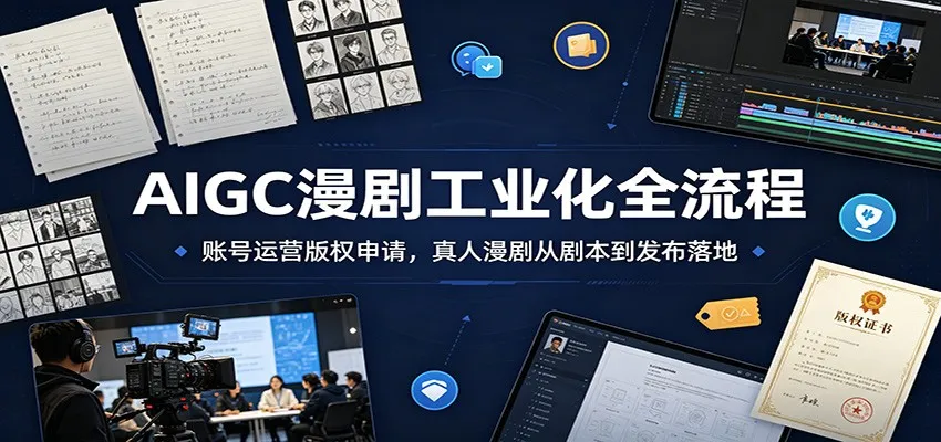 AIGC漫剧工业化全流程:账号运营版权申请,真人漫剧从剧本到发布落地-33资源网