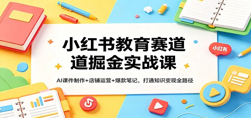 小红书教育赛道掘金实战课：AI课件制作+店铺运营+爆款笔记，打通知识变现全路径-33资源网