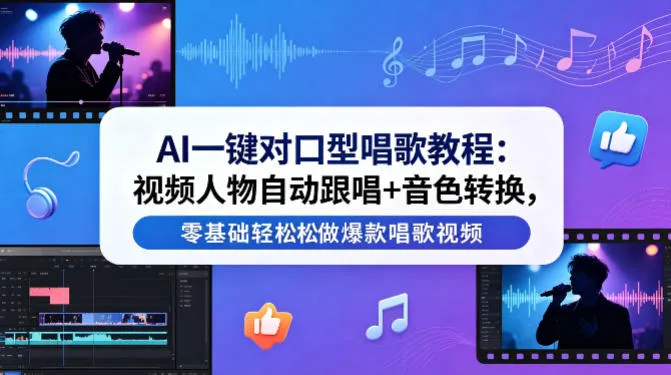AI一键对口型唱歌教程：视频人物自动跟唱+音色转换，零基础轻松做爆款唱歌视频-33资源网