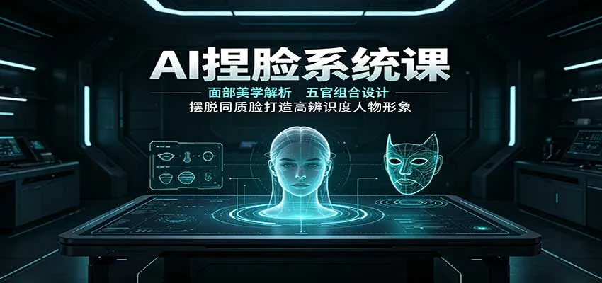 AI捏脸系统课：面部美学解析，五官组合设计，摆脱同质脸打造高辨识度人物形象-33资源网