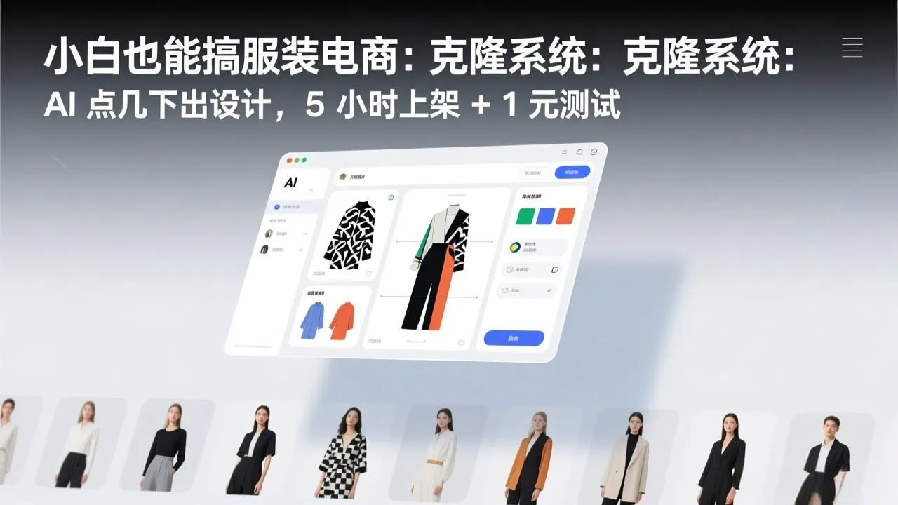 小白也能搞服装电商：克隆系统：AI 点几下出设计，5 小时上架 + 1 元测试-33资源网