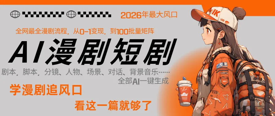 26年AI一键生成漫剧短剧，1人就能跑通从剧本到变现全链路，单集1分钟利润轻松300-33资源网