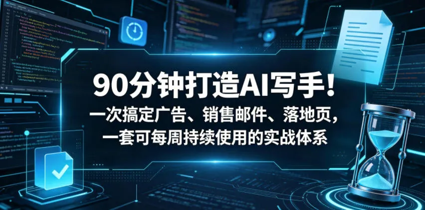 90分钟打造AI写手！一次搞定广告、销售邮件、落地页，一套可每周持续使用的实战体系【原创双语字幕】-33资源网
