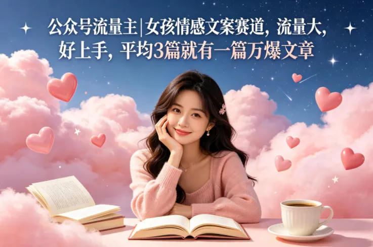 公众号流量主女孩情感文案赛道，流量大，好上手，平均3篇就有一篇万爆文章-33资源网