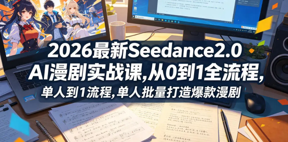 2026最新Seedance2.0 AI漫剧实战课,，从0到1全流程，单人批量打造爆款漫剧-33资源网
