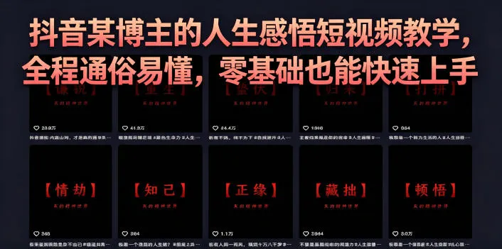 抖音某博主的灰太狼人生感悟短视频教学，全程通俗易懂，零基础也能快速上手-33资源网