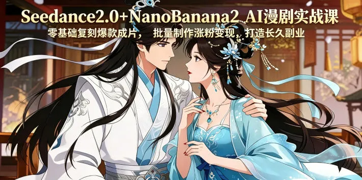 Seedance2.0+NanoBanana2 AI漫剧实战课，零基础复刻爆款成片涨粉变现，打造长久副业收益-33资源网