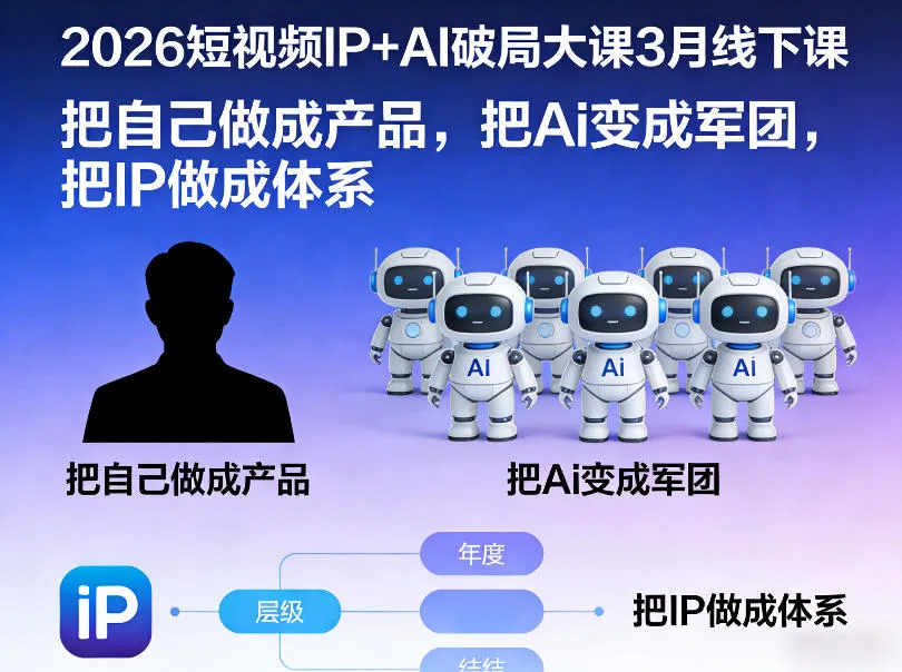 2026短视频IP+AI破局大课3月线下课，把自己做成产品，把Ai变成军团，把IP做成体系-33资源网