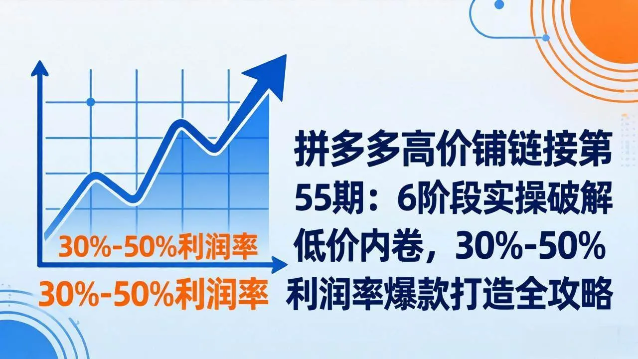 （17698期）拼多多高价铺链接第55期：6阶段实操破解低价内卷，30%-50%利润率爆款打造全攻略-33资源网