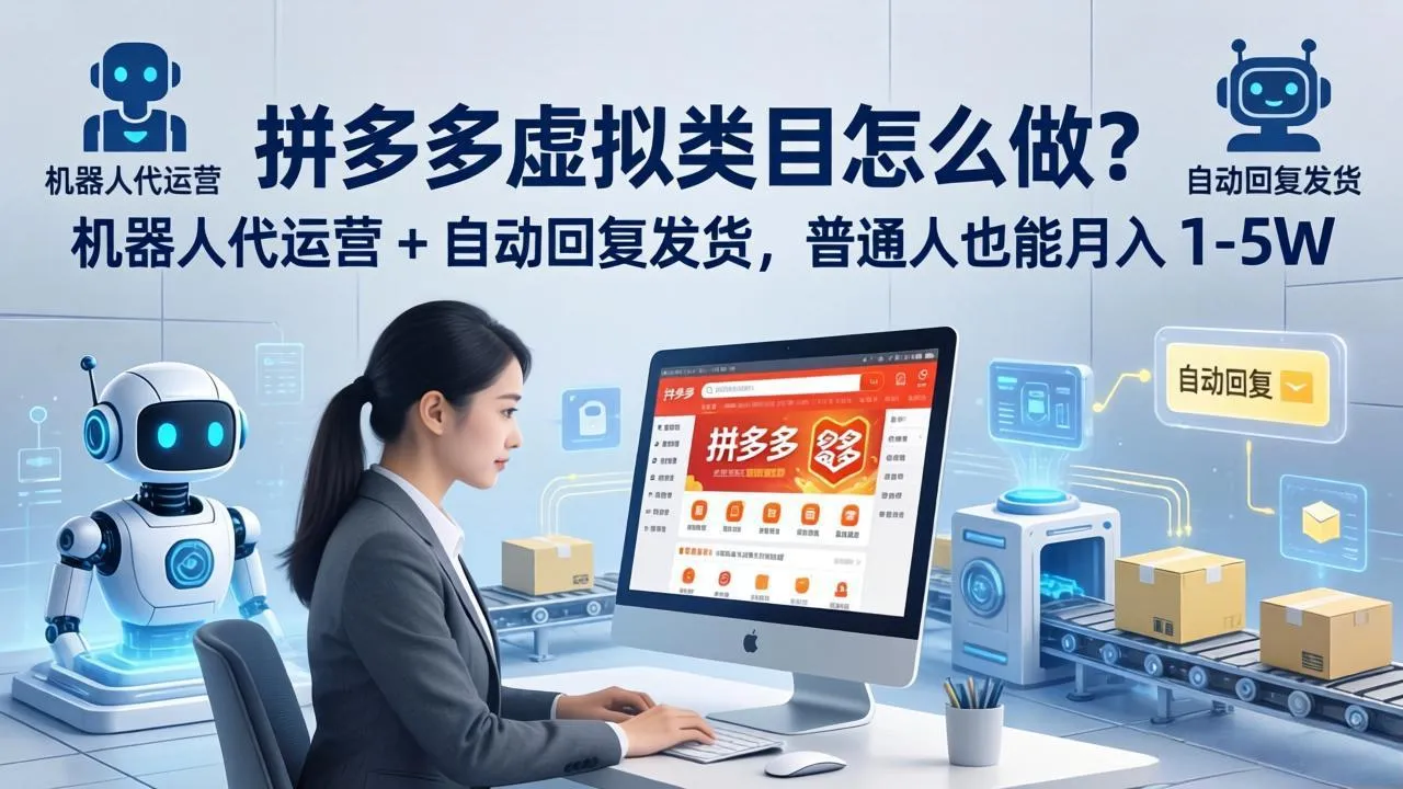 拼多多虚拟类目怎么做？机器人代运营 + 自动回复发货，普通人也能月入 1-5W-33资源网