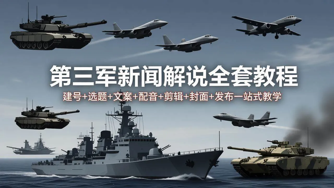 （18081期）第三军迷新闻解说全套教程：建号+选题+文案+配音+剪辑+封面+发布一站式教学-33资源网