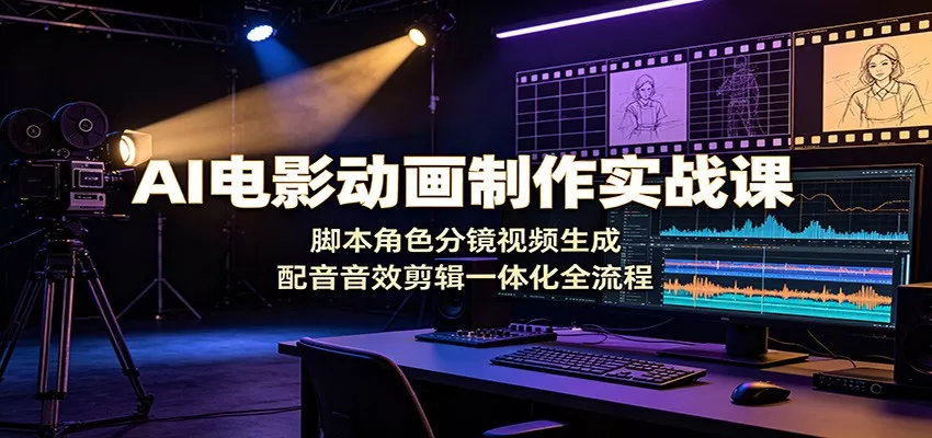 AI电影动画制作实战课:脚本角色分镜视频生成,配音音效剪辑一体化全流程-33资源网