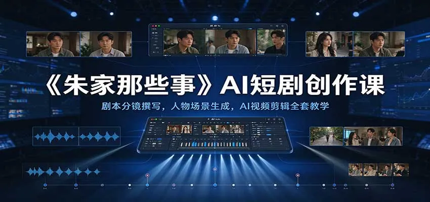 《朱家那些事》AI短剧创作课：剧本分镜撰写，人物场景生成，AI视频剪辑全套教学-33资源网