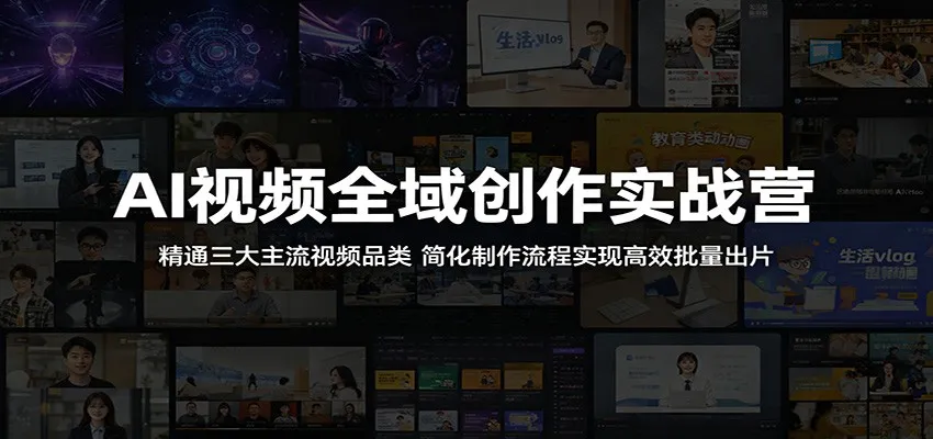 AI视频全域创作实战营：精通三大主流视频品类，简化制作流程实现高效批量出片-33资源网