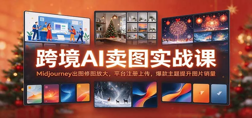 跨境AI卖图实战课：Midjourney出图修图放大，平台注册上传，爆款主题提升图片销量-33资源网