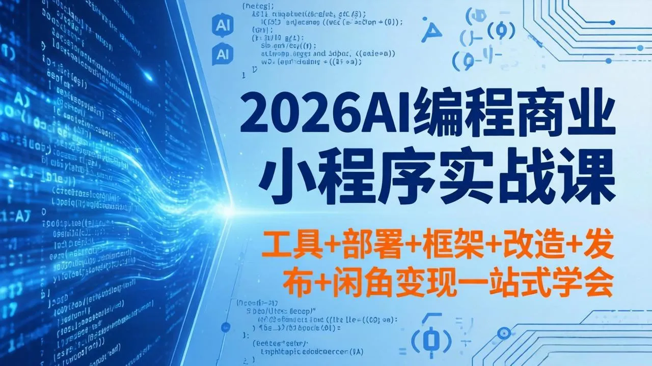 2026AI编程商业小程序实战课，工具+部署+框架+改造+发布+闲鱼变现一站式学会-33资源网