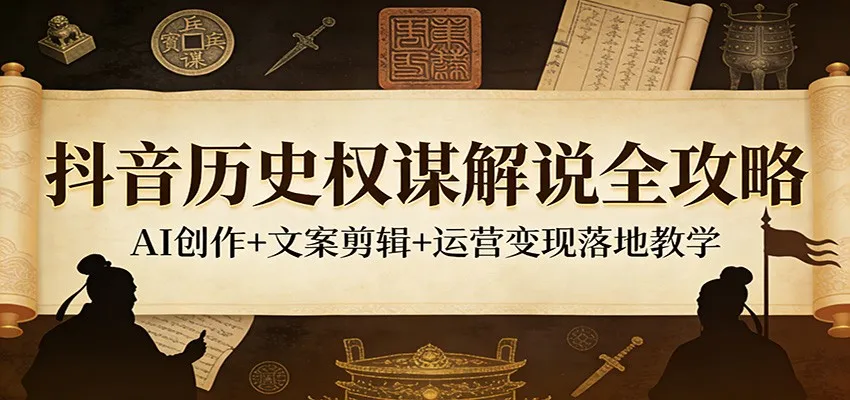 抖音历史权谋解说全攻略：AI创作+文案剪辑+运营变现落地教学-33资源网