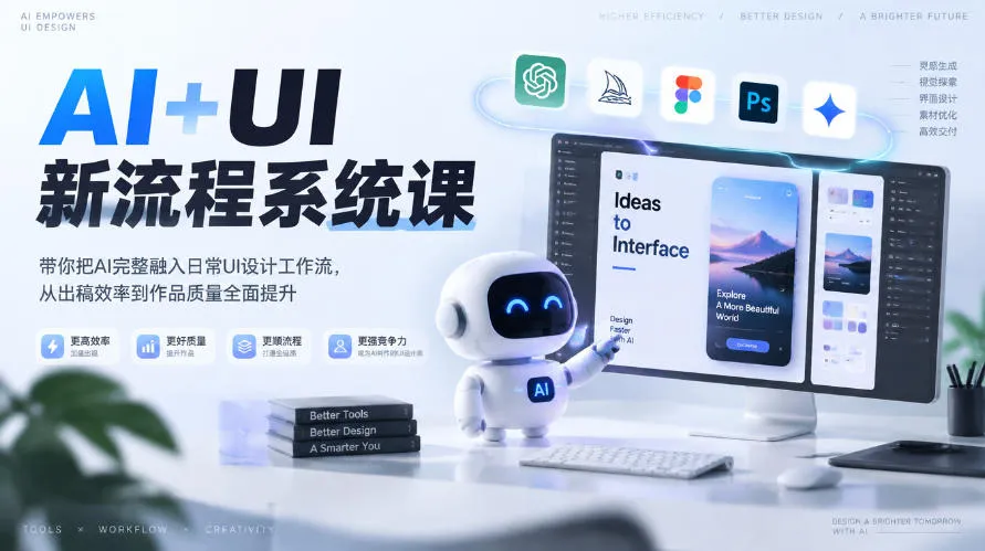 【无水印】AI+UI新流程系统课,带你把AI完整融入日常UI设计工作流,从出稿效率到作品质量全面提升(2026第4期)-33资源网