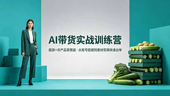 AI带货实战训练营，服装+农产品双赛道，从账号搭建到素材剪辑快速出单-33资源网