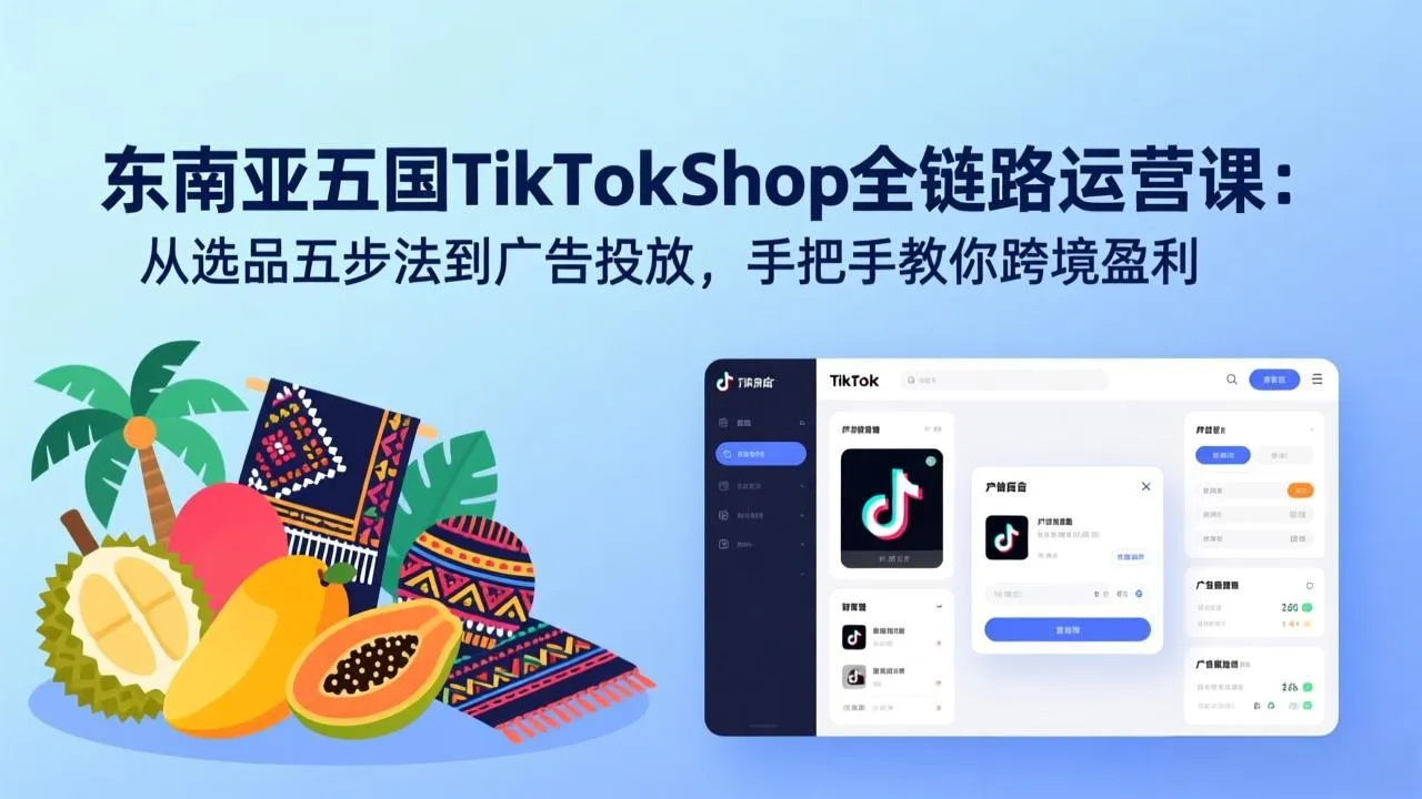 东南亚五国TikTok Shop全链路运营课：从选品五步法到广告投放，手把手教你跨境盈利-33资源网