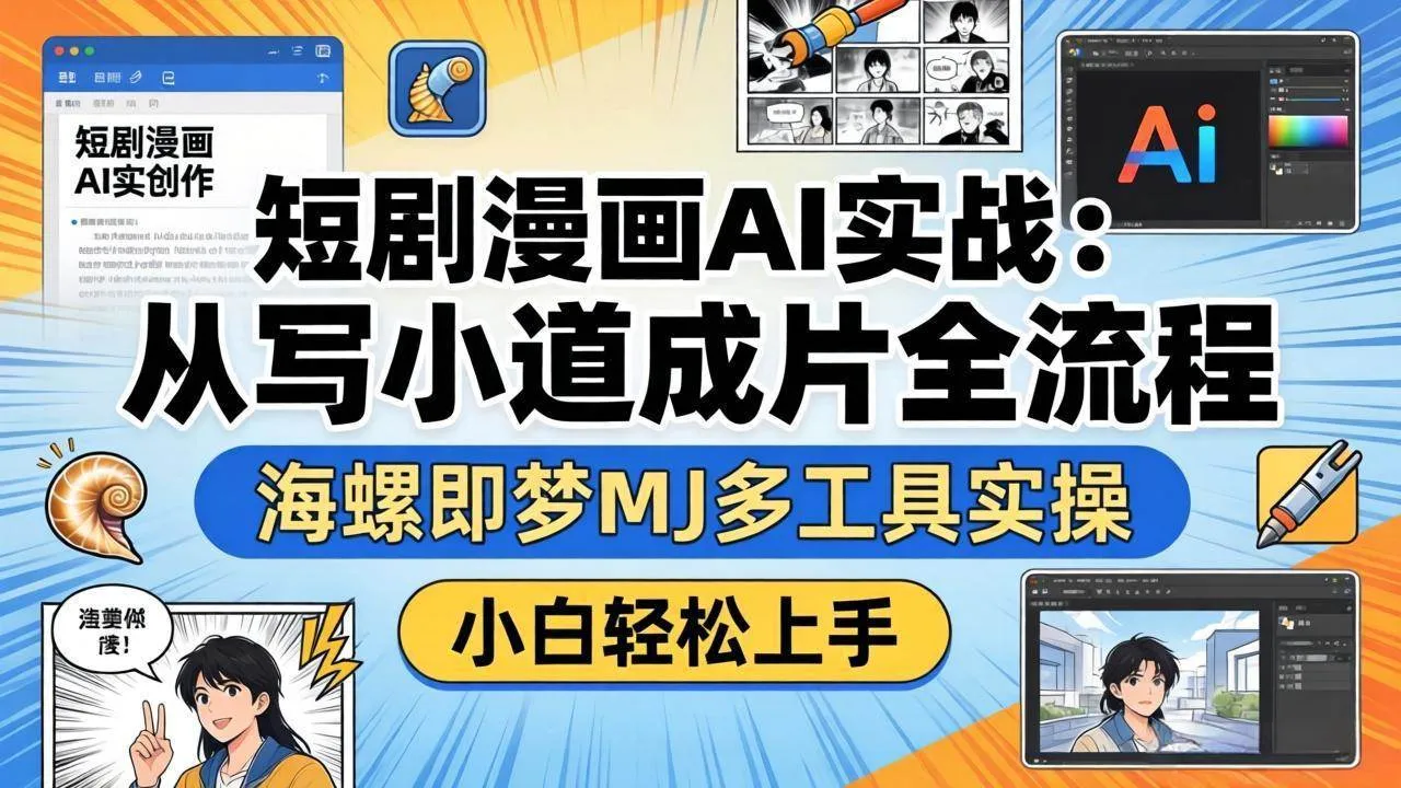（17945期）短剧漫画AI实战：从写小说到成片全流程，海螺即梦MJ多工具实操，小白轻松上手-33资源网