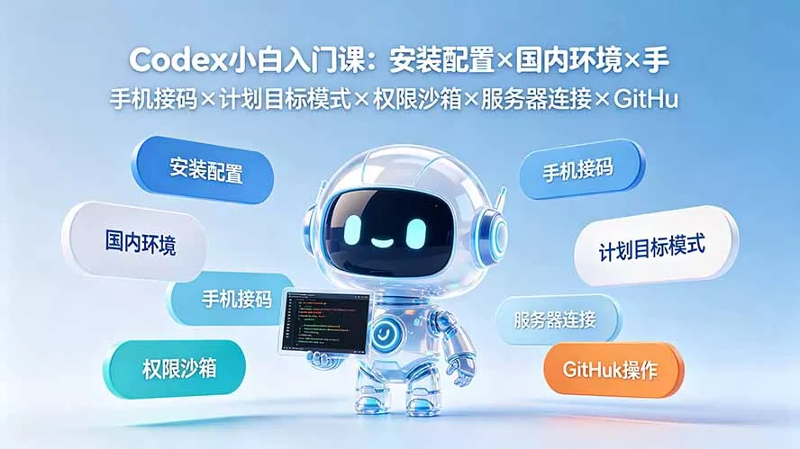 Codex小白入门课:安装配置×国内环境×手机接码×计划目标模式×权限沙箱×服务器连接×GitHub操作-33资源网
