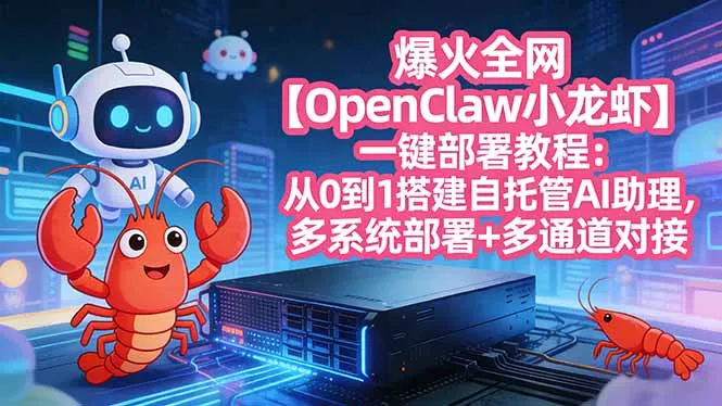 爆火全网【OpenClaw 小龙虾】一键部署教程：从0到1搭建自托管AI助理，多系统部署+多通道对接-33资源网