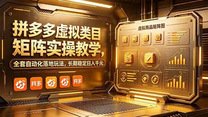 (18847期)拼多多虚拟类目矩阵实操教学,全套自动化落地玩法,长期稳定日入千元-33资源网