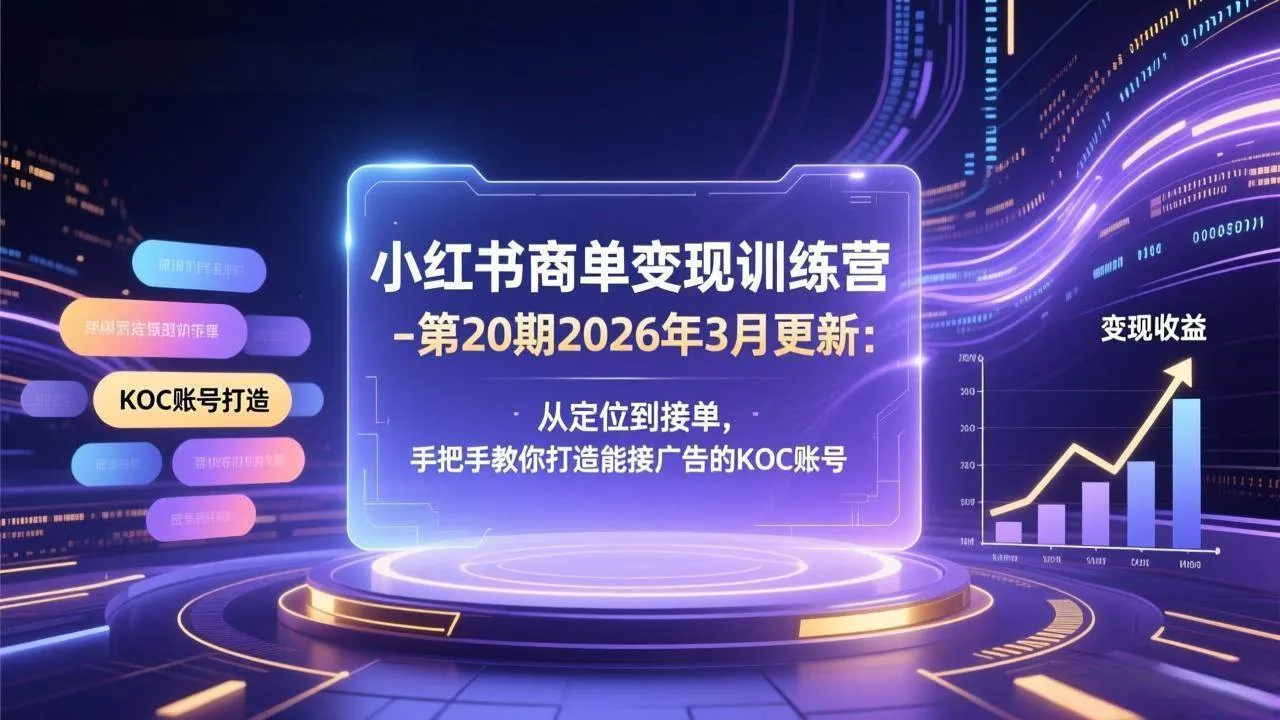 （17590期）小红书商单变现训练营-第20期26年3月更新：从定位到接单，手把手教你打造能接广告的KOC账号-33资源网
