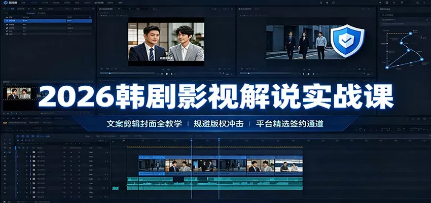 2026韩剧影视解说实战课：文案剪辑封面全教学，规避版权冲击平台精选签约通道-33资源网