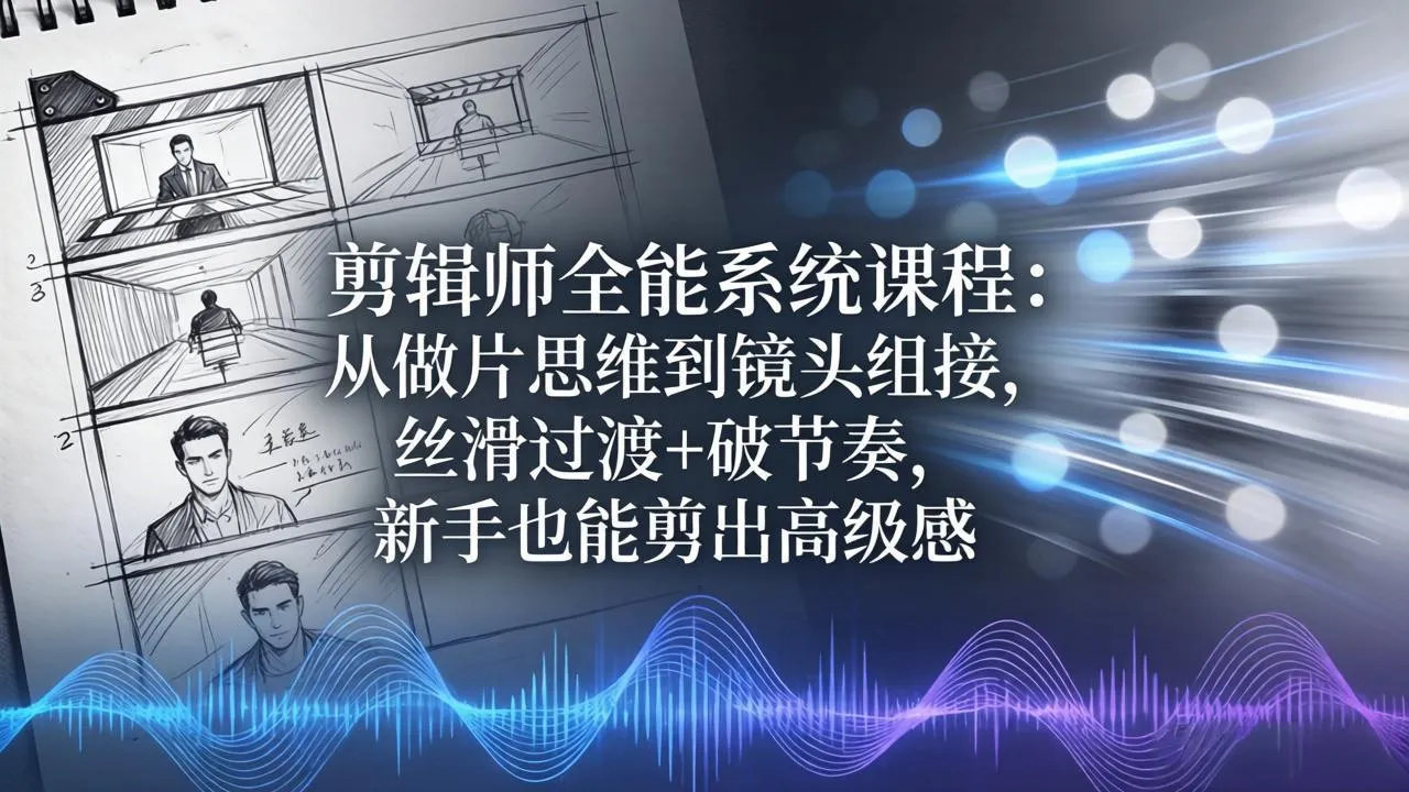 剪辑师全能系统课程：从做片思维到镜头组接，丝滑过渡+破节奏，新手也能剪出高级感-33资源网