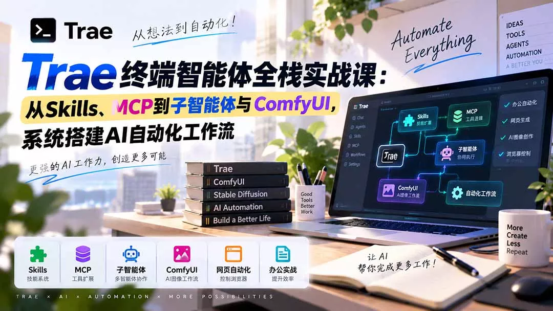 Trae终端智能体全栈实战课：从Skills、MCP到子智能体与ComfyUI，系统搭建AI自动化工作流-33资源网