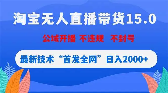 （18562期）淘宝无人直播带货15.0，不封号，不违规，公域玩法，首发全网日入2000+-33资源网