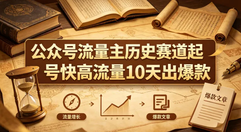 公众号流量主之历史赛道，起号快+高流量，10天就能出爆款！-33资源网