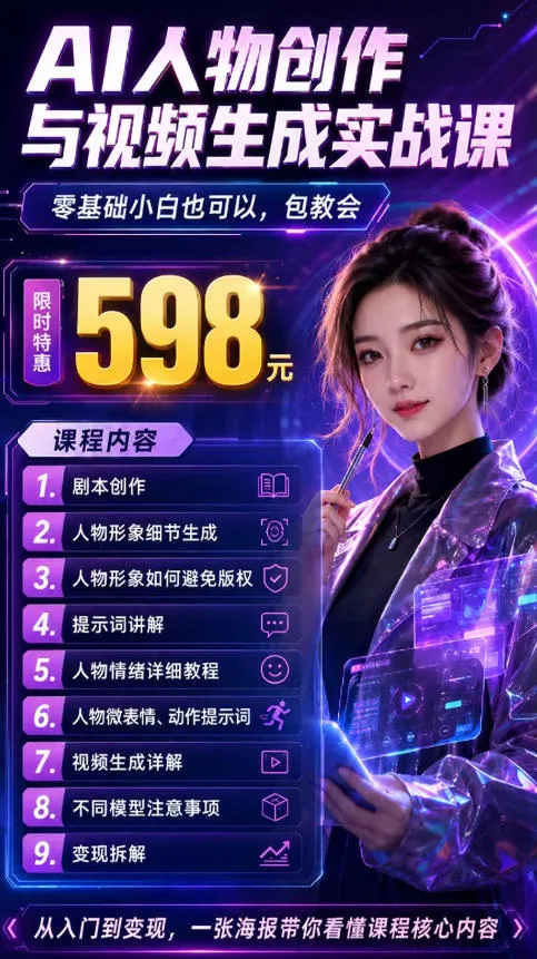 抖音5W粉丝博主的AI真人日系女孩制作教学，AI人物创作与视频生成实战课，新手也能快速起号涨粉变现（更新1002）-33资源网