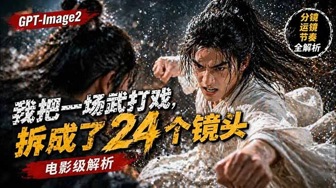 用GPT-Image2，把一段武打对决拆成24个连续镜头，从人物建立、动作衔接、运镜节奏，到情绪爆发-33资源网